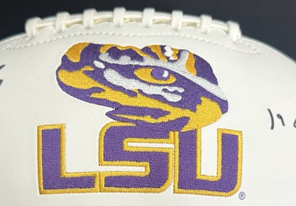 Joe Burrow Signed LSU Tigers White Football 19 Champs Auto Bengals Fanatics COA