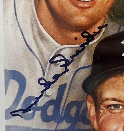 Mickey Mantle Willie Mays Duke Snider Signed Framed Litho Photo Auto Yankees COA
