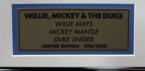 Mickey Mantle Willie Mays Duke Snider Signed Framed Litho Photo Auto Yankees COA