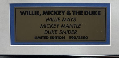 Mickey Mantle Willie Mays Duke Snider Signed Framed Litho Photo Auto Yankees COA