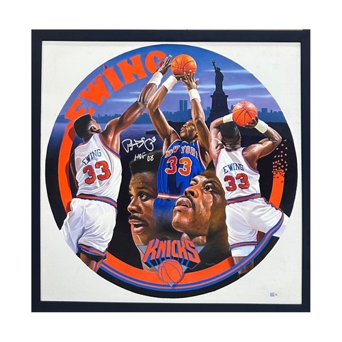 Patrick Ewing Fogarty Signed Framed Canvas Oil Painting HOF 08 Auto 1/1 Steiner