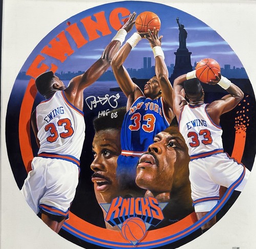 Patrick Ewing Fogarty Signed Framed Canvas Oil Painting HOF 08 Auto 1/1 Steiner