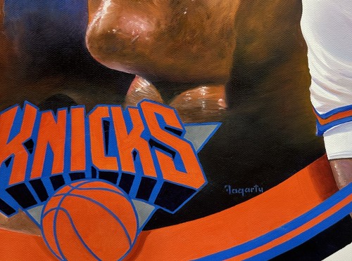 Patrick Ewing Fogarty Signed Framed Canvas Oil Painting HOF 08 Auto 1/1 Steiner
