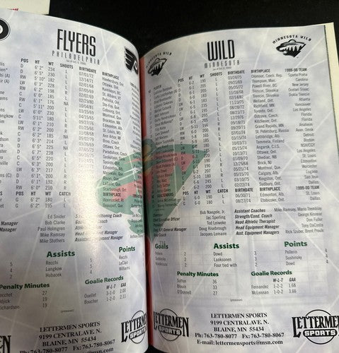 MINNESOTA WILD COMMEMORATIVE EDITION OPENING NIGHT October 11 2000 PROGRAM
