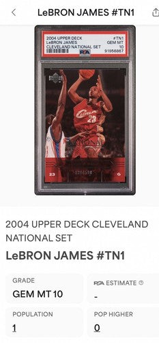 2004 Upper Deck National Convention Lebron James #TN1 /500 PSA 10 Gem MInt Pop 1