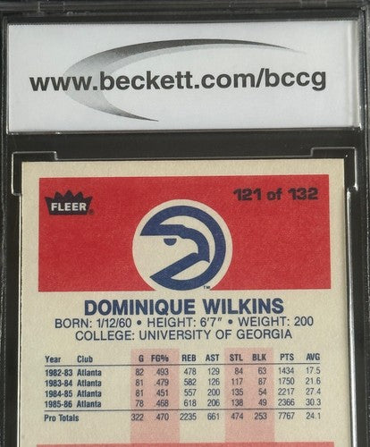 1986 Fleer #121 Dominique Wilkins Rc BCCG 9 Near Mint Centered Clean Sharp Nice