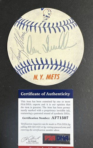 Danny Frisella 1969 Mets Signed Mr Met Baseball Sticker Auto Tommy Holmes Psa