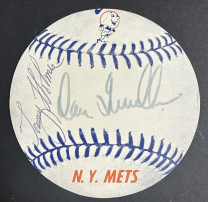Danny Frisella 1969 Mets Signed Mr Met Baseball Sticker Auto Tommy Holmes Psa