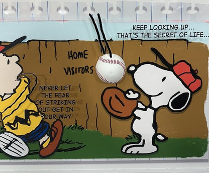 Charlie Brown Snoopy Framed 3D Real Baseball Photo Paper Quote Peanuts