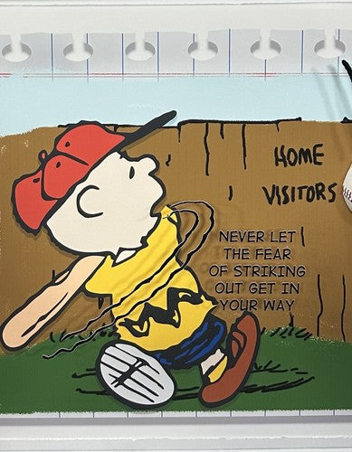 Charlie Brown Snoopy Framed 3D Real Baseball Photo Paper Quote Peanuts