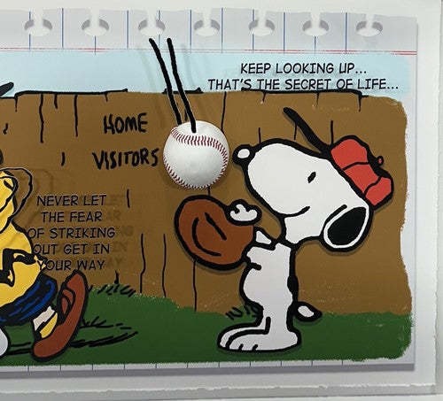 Charlie Brown Snoopy Framed 3D Real Baseball Photo Paper Quote Peanuts