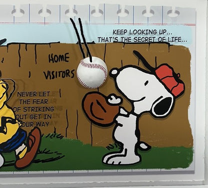 Charlie Brown Snoopy Framed 3D Real Baseball Photo Paper Quote Peanuts