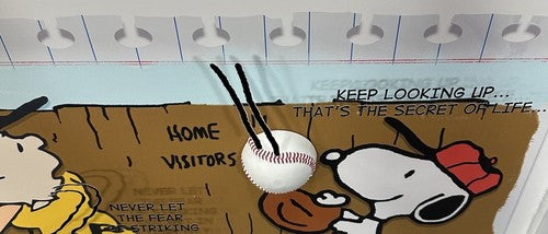 Charlie Brown Snoopy Framed 3D Real Baseball Photo Paper Quote Peanuts