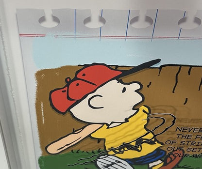 Charlie Brown Snoopy Framed 3D Real Baseball Photo Paper Quote Peanuts