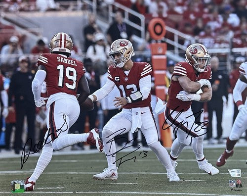 Brock Purdy Samuel McCaffrey Signed 16x20 Framed Photo 49ers Auto Fanatics COA