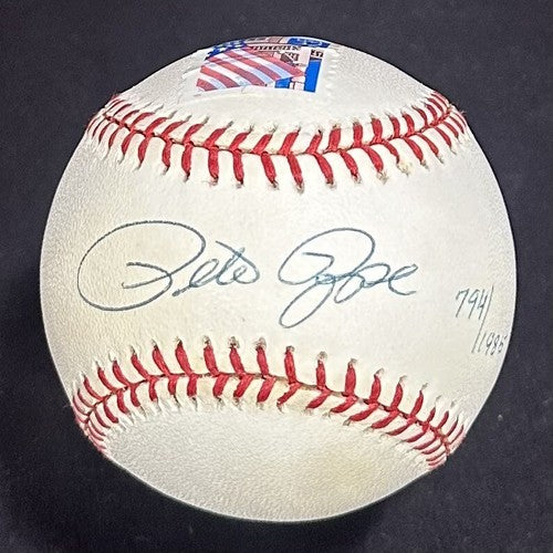 Pete Rose Signed NL Baseball Stamp LE /1985 Reds 1987 Autograph CBM COA