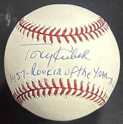 Tony Kubek Signed Official MLB Baseball Yankees 1957 AL ROY Auto Mint Clean PSA