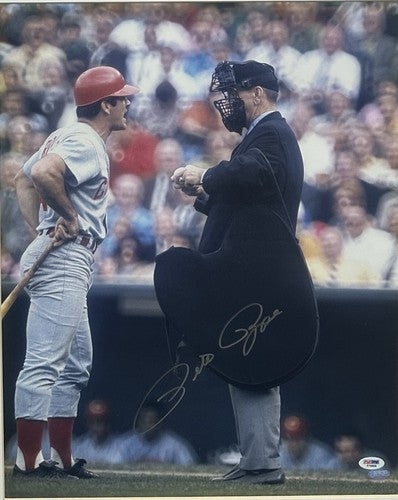 Pete Rose Signed 16x20 Framed Umpire Vintage Photo Reds Autograph PSA Steiner