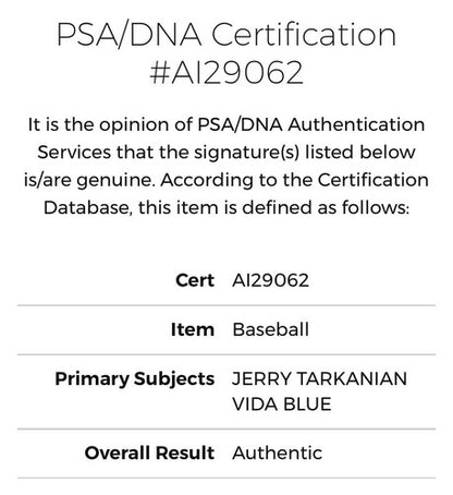 Jerry Tarkanian & Vida Blue Signed 1994 WS Baseball Auto UNLV Athletics PSA COA