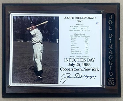Joe DiMaggio Signed HOF Induction Framed 8x10 Photo  Yankees LE Auto GOLDIN COA