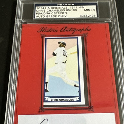 2014 Historic Autographs Chris Chambliss Yankees 1976 Hr Mint Auto /100 Psa 9 Mt