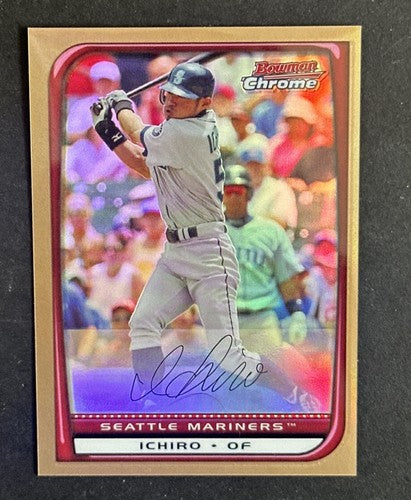 2008 Bowman Chrome Baseball ICHIRO #176 GOLD REFRACTOR 15/50 Mint Mariners