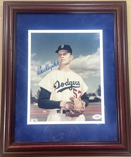 Don Drysdale Signed Rookie 8x10 Framed Photo Suede Brooklyn Dodgers Hof Auto JSA
