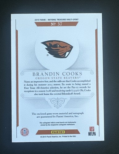 Brandin Cooks Rookie 2015 National Treasures RPA /25 Mint Auto Dallas Cowboys Rc