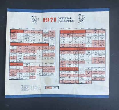 Vintage 1971 New York Mets 8x3 Official Schedule Manufacturers Hanover Trust