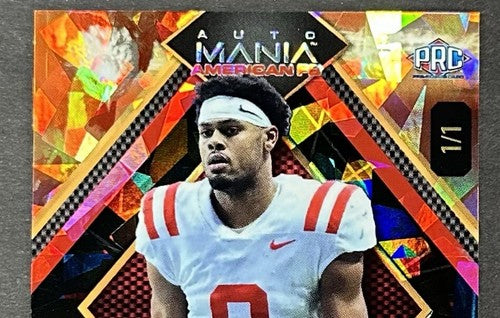 Tre Harris Signed 2024 Wild Card Auto Mania American FB PRC Rookie 1/1 Ole Miss