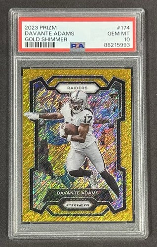 2023 Prizm Davante Adams Gold Shimmer /10 PSA 10 Gem Mint Card Raiders Jets Rare
