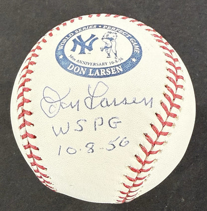 Don Larsen Yankees Signed 1956 WS Perfect Game Logo Mlb Baseball Pg Auto  PSA