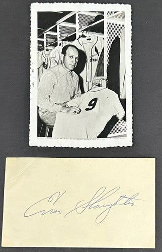 Enos Slaughter Signed Cut Auto w/ Type 1 Original 3x5 Photo 1959 Cardinals HOF