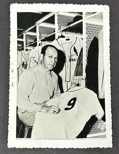 Enos Slaughter Signed Cut Auto w/ Type 1 Original 3x5 Photo 1959 Cardinals HOF