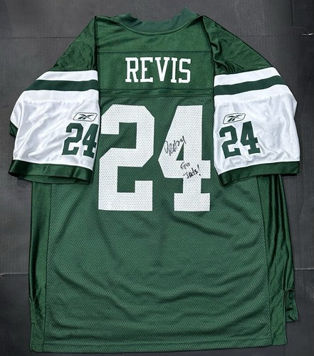Darrell’s Revis Signed Vintage Reebok Jets Jersey Go Jets Auto HOF COA Size XL