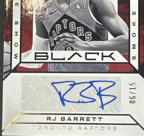 RJ Barrett 2023-24 Panini Black Smoke Show COPPER Auto Mint  /15 #SSS-RJ Raptors