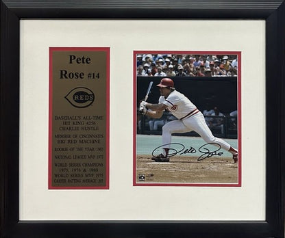 Pete Rose Signed 8x10 Framed Photo Plaque Bit King Cincinnati Reds Mint Auto COA