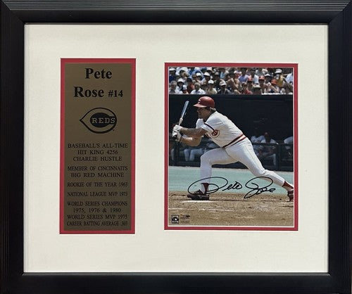 Pete Rose Signed 8x10 Framed Photo Plaque Bit King Cincinnati Reds Mint Auto COA