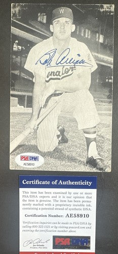 BOB ALLISON Washington Senators Signed Postcard Mint Auto photo PSA Coa Twins