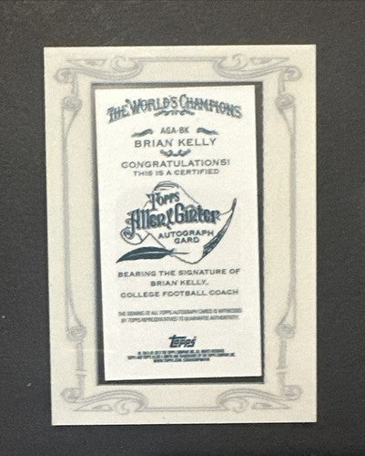 2013 Topps Allen & Ginter Brian Kelly Notre Dame Coach Mini Gem Mint Auto AGA BK