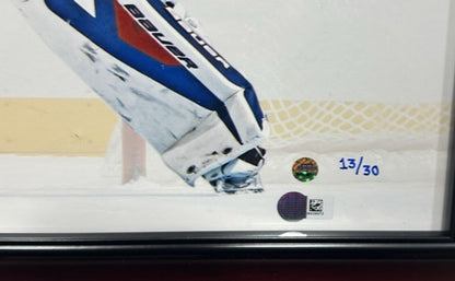 Henrik Lundqvist Signed 16x32 Framed Pano Photo Mint /30 Auto Rangers Steiner