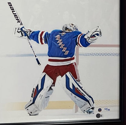 Henrik Lundqvist Signed 16x32 Framed Pano Photo Mint /30 Auto Rangers Steiner