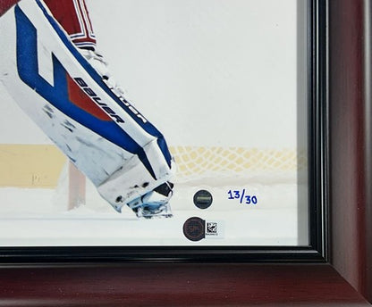 Henrik Lundqvist Signed 16x32 Framed Pano Photo Mint /30 Auto Rangers Steiner