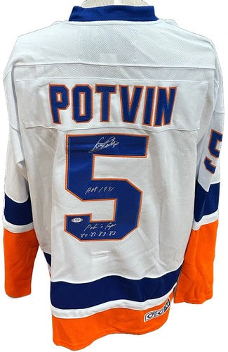 Denis Potvin Signed Islanders CCM Authentic Stat Jersey HOF Cups Auto Strap PSA
