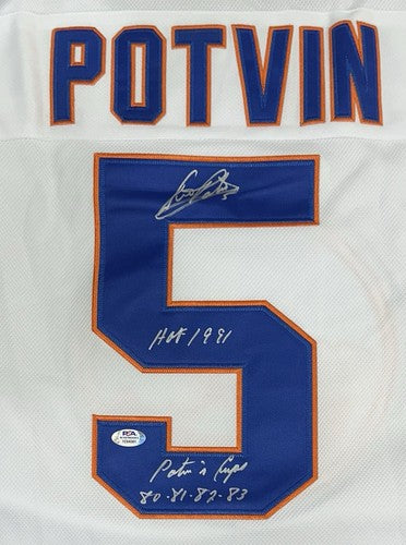Denis Potvin Signed Islanders CCM Authentic Stat Jersey HOF Cups Auto Strap PSA