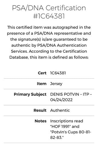 Denis Potvin Signed Islanders CCM Authentic Stat Jersey HOF Cups Auto Strap PSA