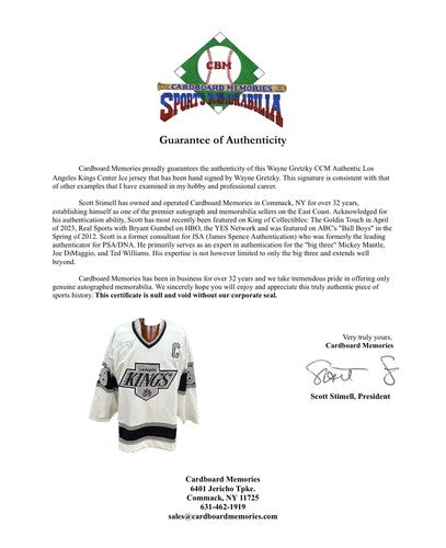 Wayne Gretzky Signed Kings Authentic CCM Jersey Auto Fight Strap Goldin Coa