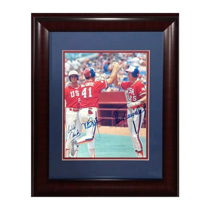 Mark McGwire Will Clark Signed 8x10 Framed Photo 1984 USA Olympics Auto PSA