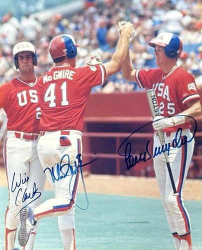 Mark McGwire Will Clark Signed 8x10 Framed Photo 1984 USA Olympics Auto PSA