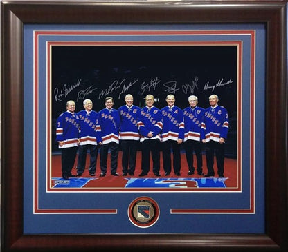 Rangers Signed Retired #s 16x20 Framed Photo 8 Auto Mark Messier Gilbert Steiner